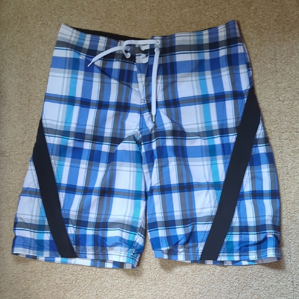 Blue Plaid Men's Swim Shorts